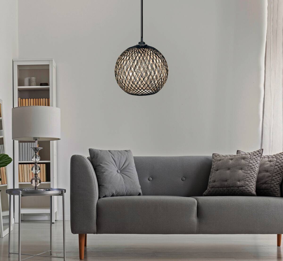 Opviq Pendelleuchte ecru braun B/H/T/L: ca. 22x55x24x22 cm E27 1 Brennstellen