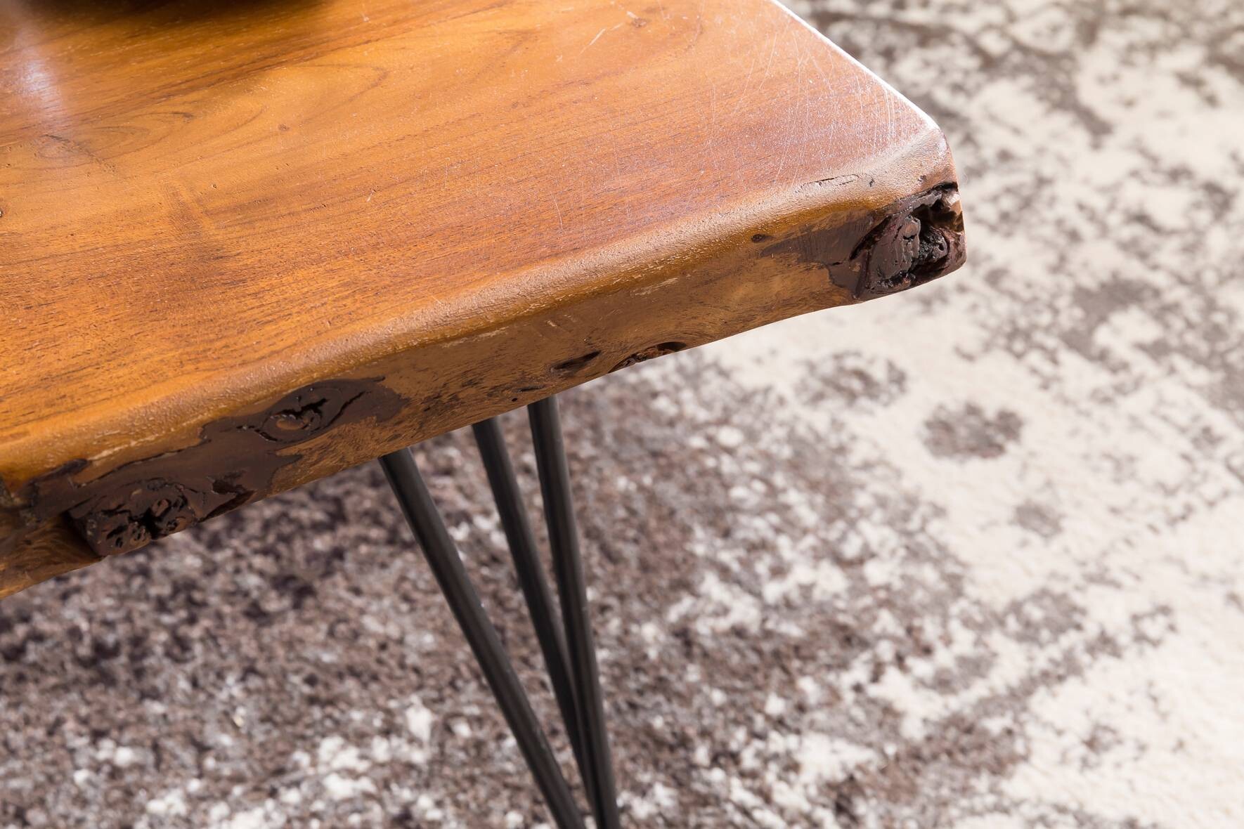 Wohnling Couchtisch natur schwarz Echtholz Metall B/H/T: ca. 56x38x51 cm