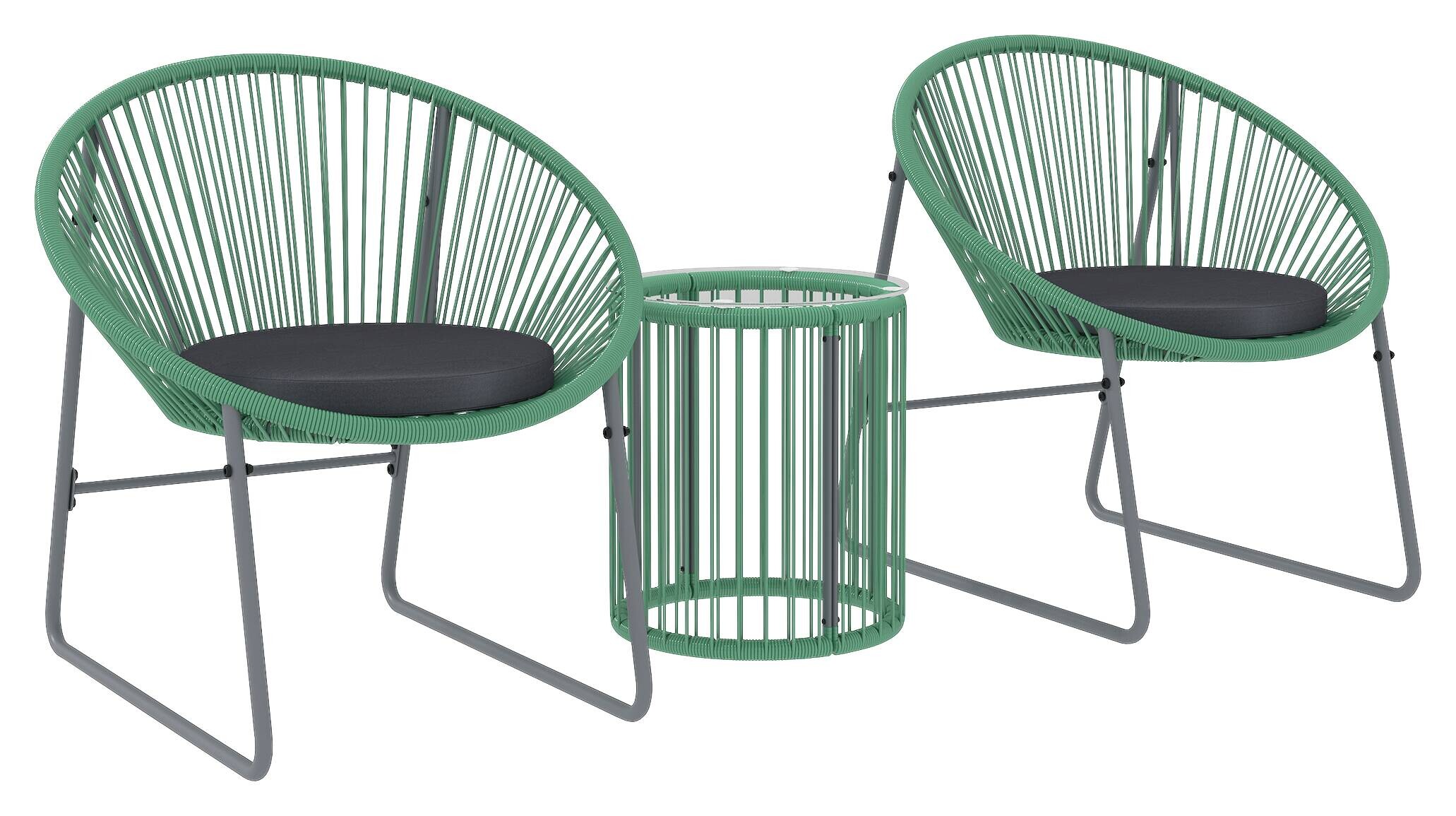 Outsunny Balkonmöbel-Set grün Polyethylen B/H/L: ca. 72x77x73 cm