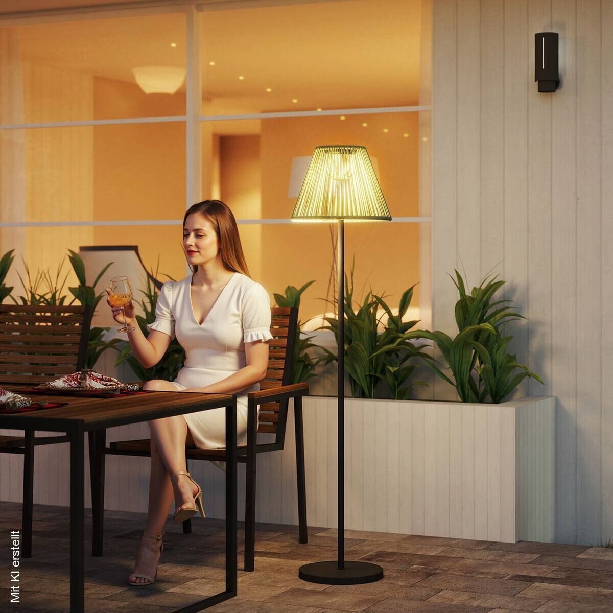 Solarleuchte grau Polyethylen Stahl B/H/L: ca. 33x135x33 cm