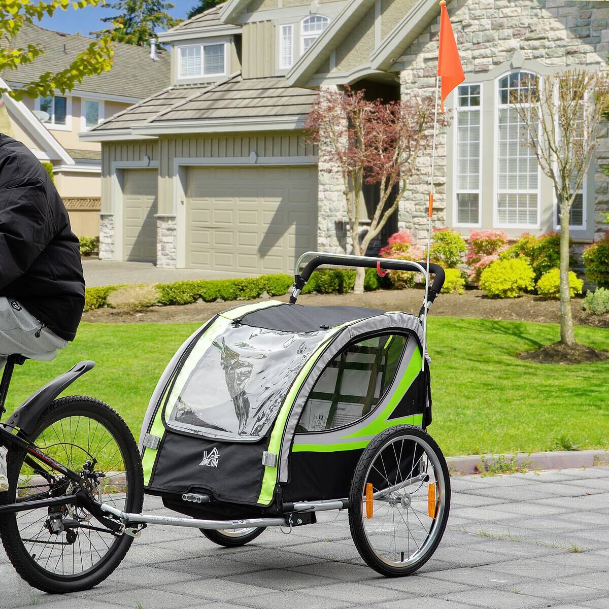 HOMCOM Fahrrad-Zubehör grün grün B/H/L: ca. 75x142x101 cm