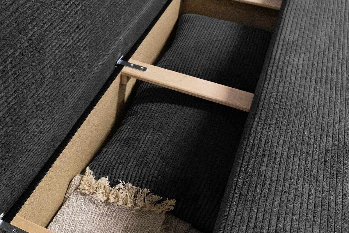Ecksofa mit Bettfunktion und Bettkasten grau Microfaser B/H/T: ca. 191x70x142 cm