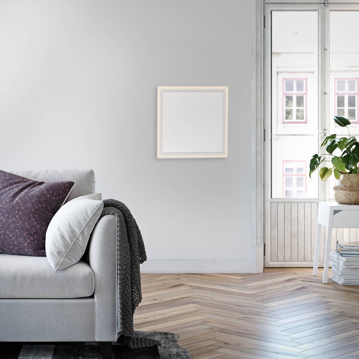 Just Light LED-Deckenleuchte mit Heizfunktion BEROA 18067-16 weiß Kunststoff Metall B/H/T: ca. 60x6,8x60 cm 1 Brennstellen