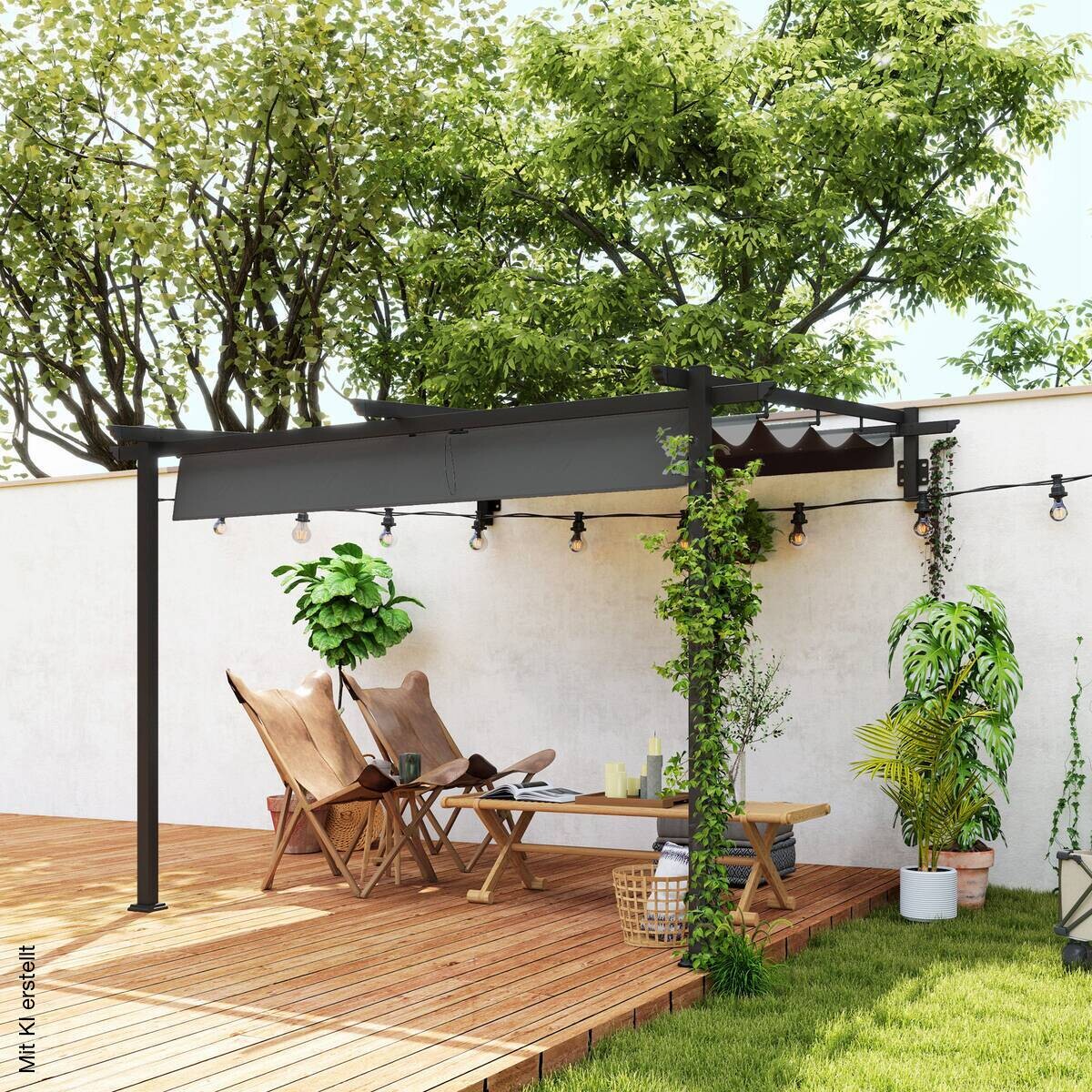 Outsunny Pergola dunkelgrau Aluminium B/H/L: ca. 297x230x297 cm