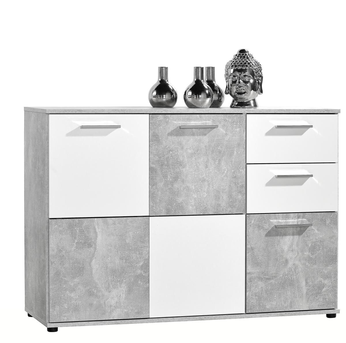 Kommode Zero Beton Optik weiß B/H/T: ca. 117x82x39 cm