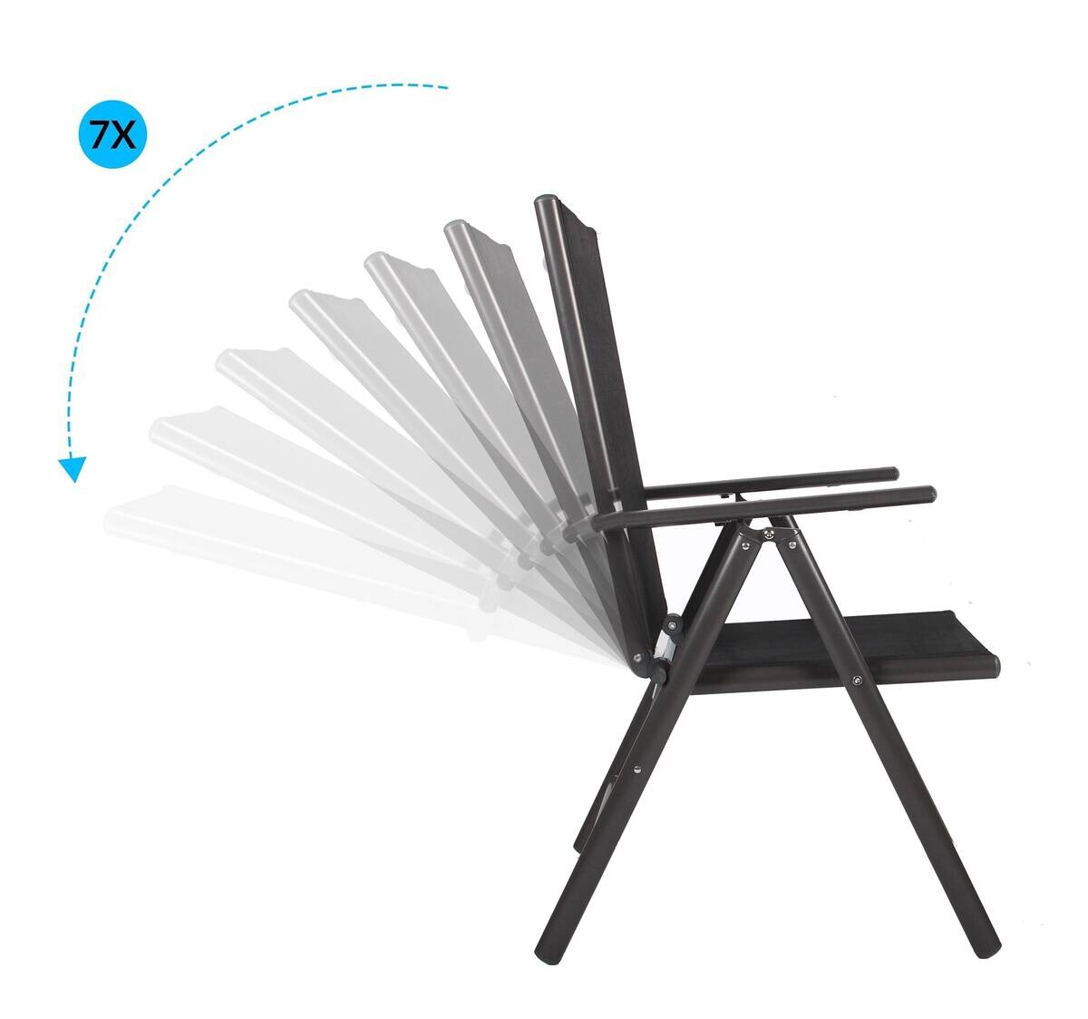 VCM Klappsessel-Set Sonlas anthrazit Textilene B/H/T: ca. 56x105x64 cm