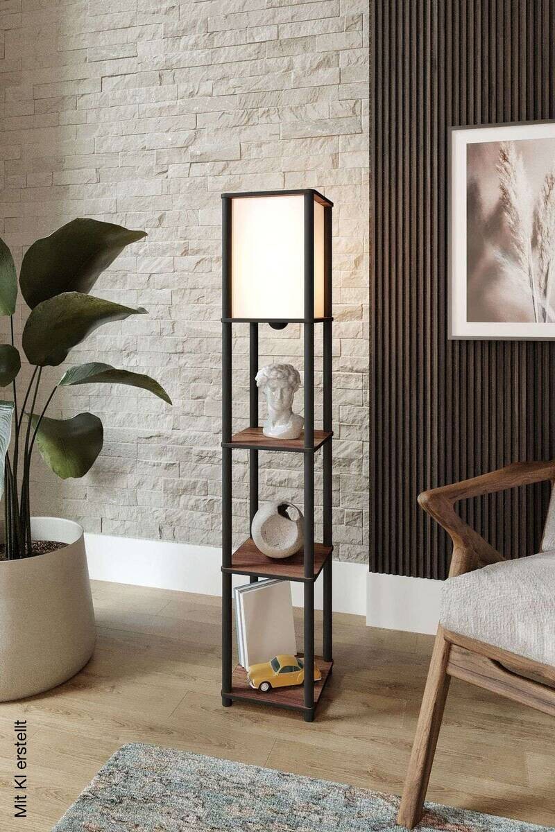 Stehleuchte nussbaum MDF PVC B/H/L/D: ca. 17x150x17x17 cm E27 1 Brennstellen