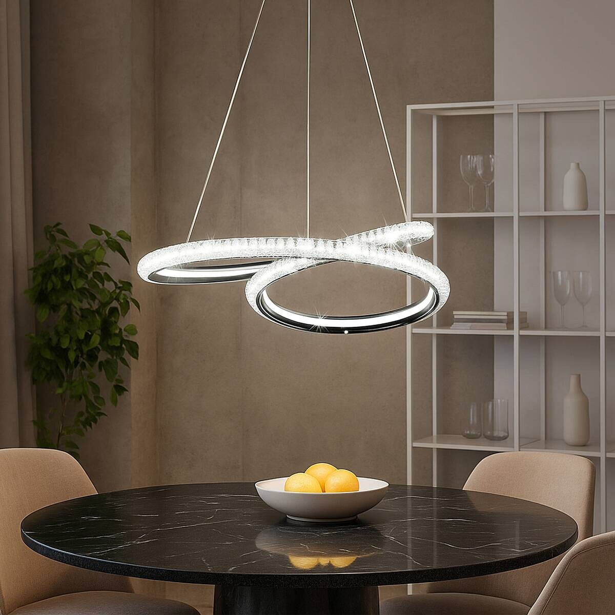 POCOline LED-Pendelleuchte Giorgia Chrom Acryl Metall H/D: ca. 120x45 cm