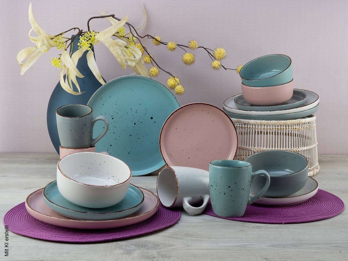 CreaTable Kombiservice Modern Fashion multicolor Steinzeug 16 tlg
