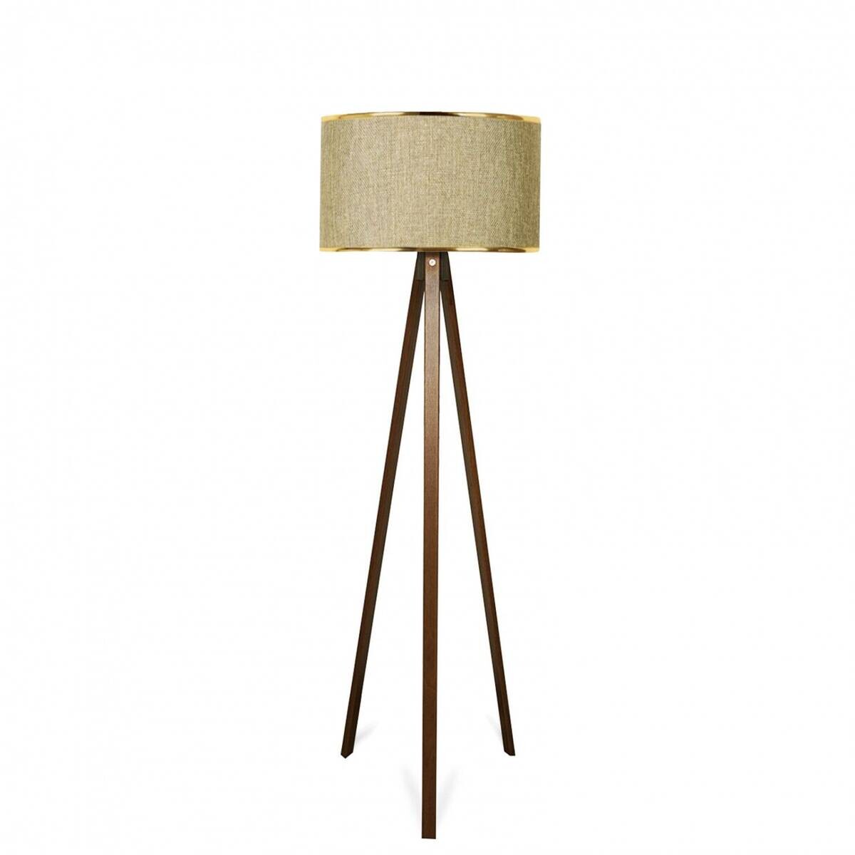 Opviq Stehlampe gold beige Holz B/H/T/L/D: ca. 38x140x38x38x38 cm E27 1 Brennstellen