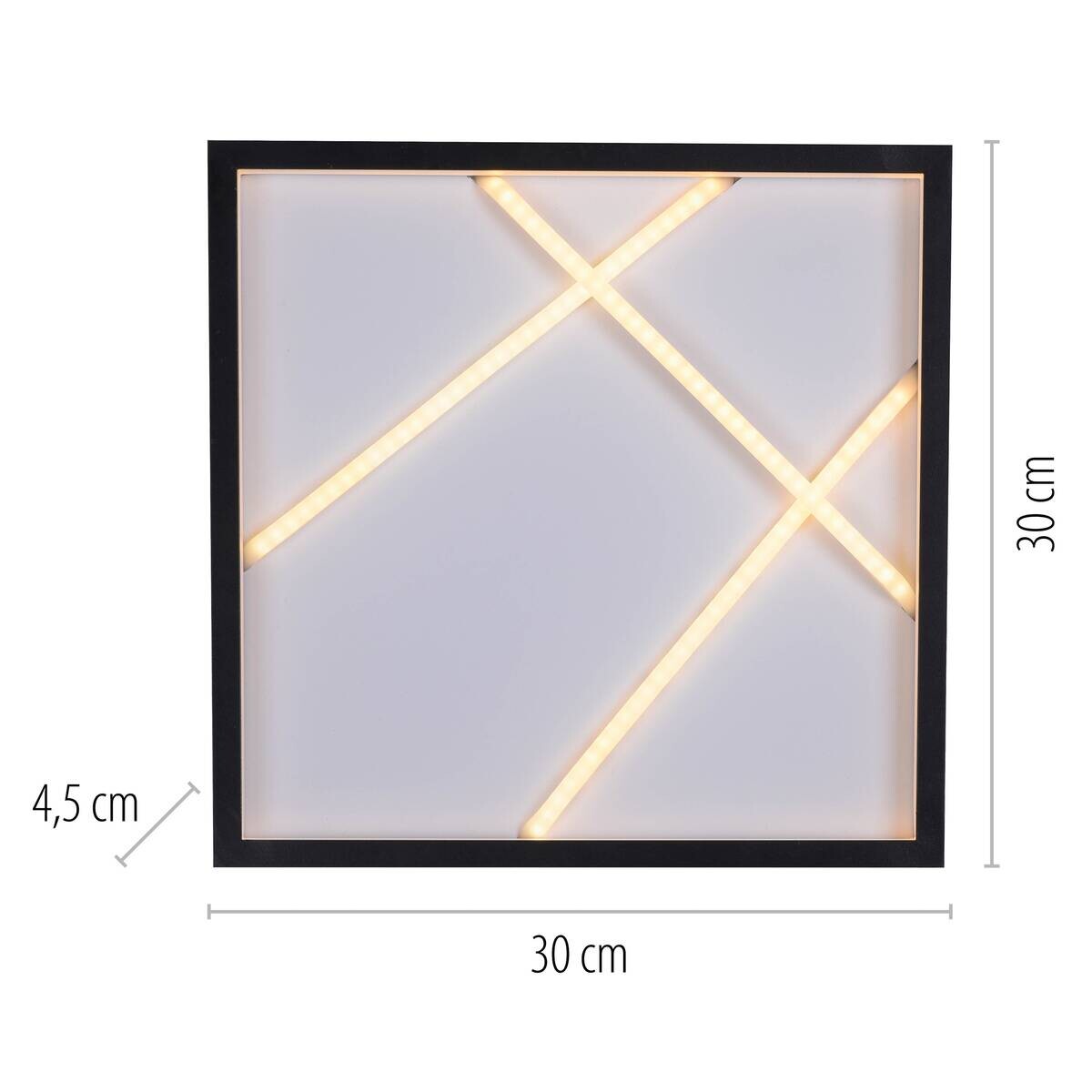 Just Light LED-Deckenleuchte Mikado schwarz B/H/L: ca. 30x5,3x30 cm
