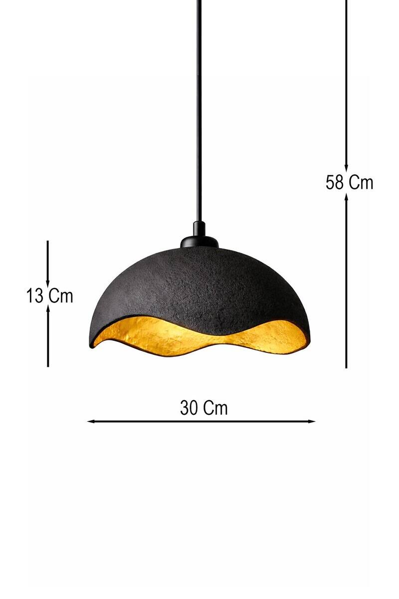 Pendelleuchte schwarz gold Beton B/H/L/D: ca. 30x58x30x30 cm E27 1 Brennstellen