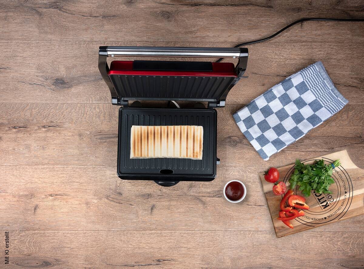 Kontaktgrill rot B/H/L: ca. 11,5x29,5x32,5 cm