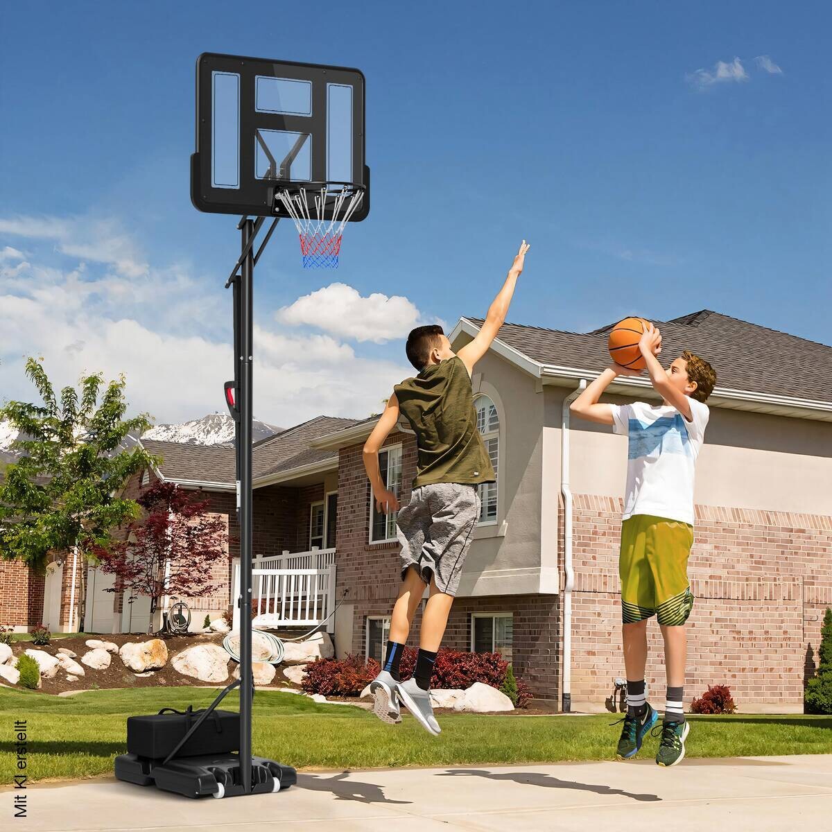 SPORTNOW Basketballkorb schwarz B/H/L: ca. 75x370x110 cm