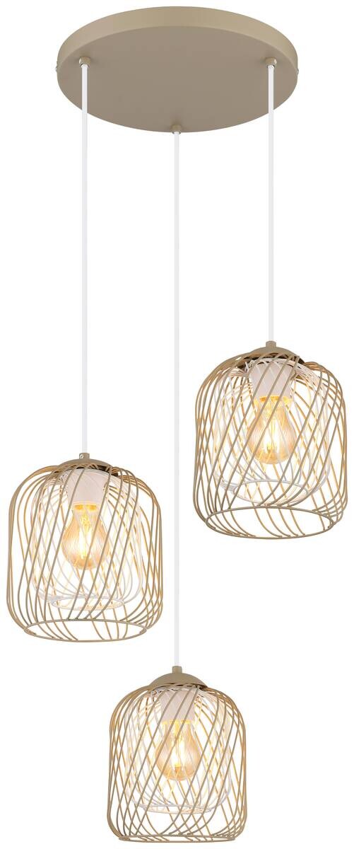 GLOBO Pendelleuchte Dichti sand Metall H/D: ca. 150x39,4 cm E27 3 Brennstellen