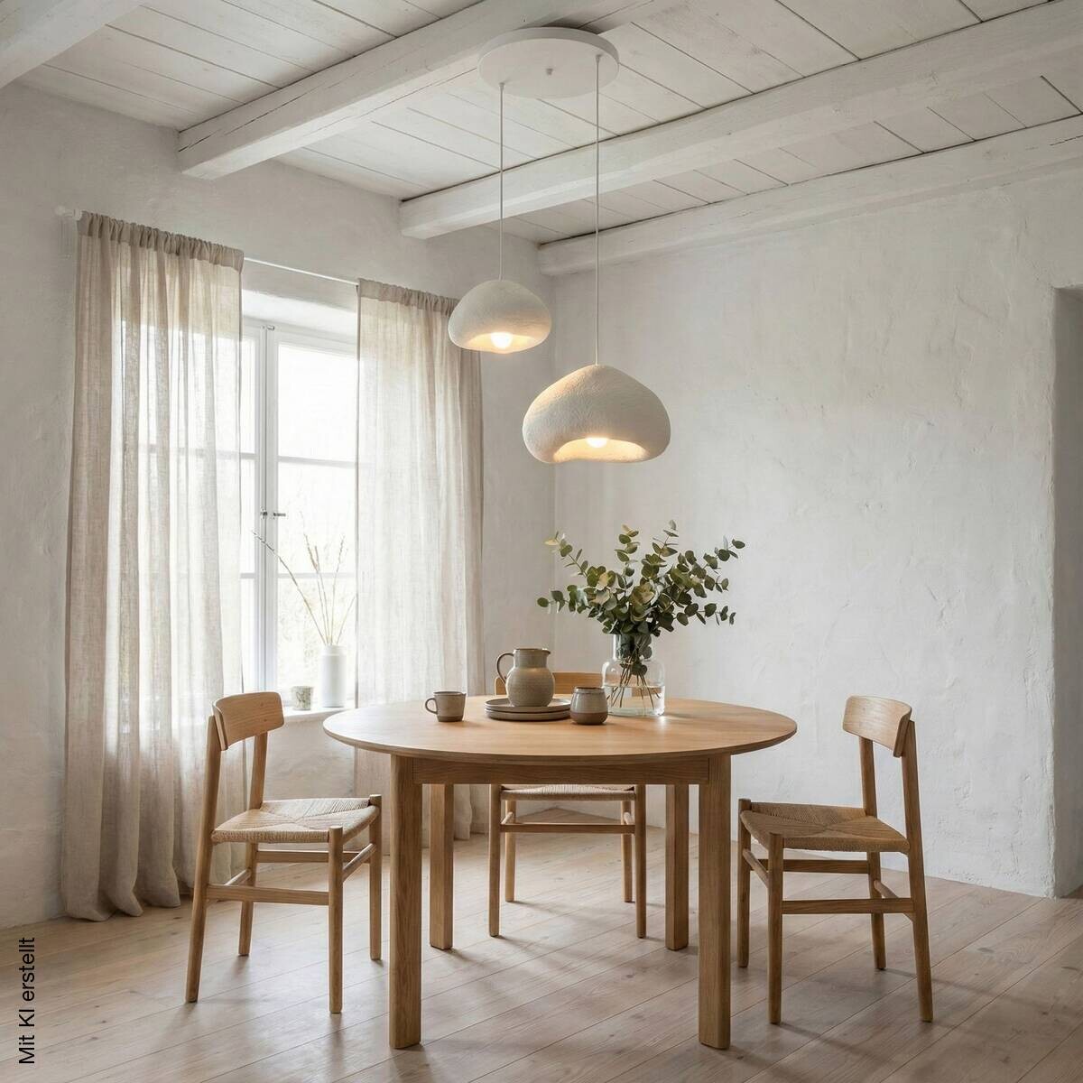 Opviq Pendelleuchte weiß Metall Fiberglas B/T/L: ca. 70x70x70 cm E27 2 Brennstellen