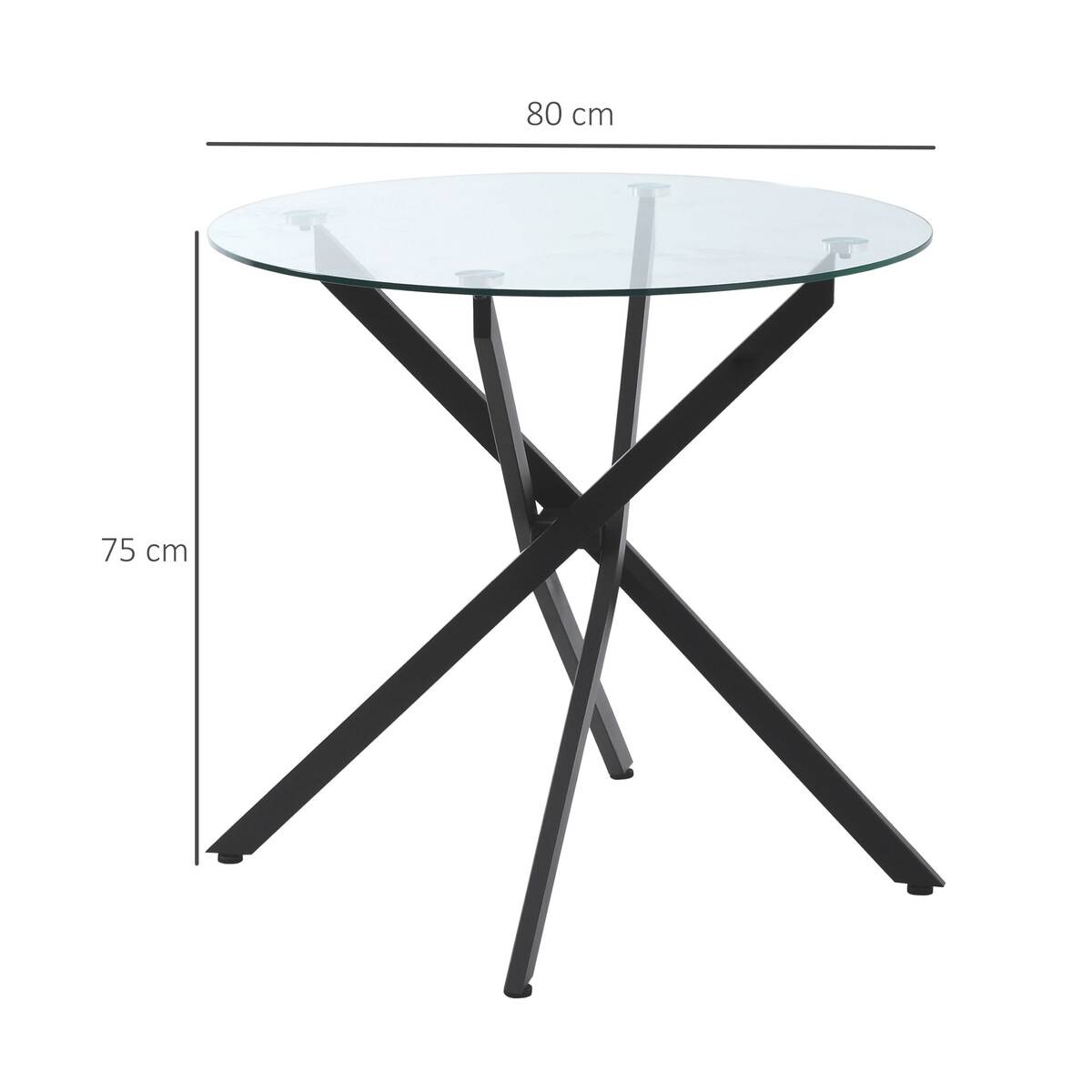 Beistelltisch 839-079 schwarz Glas Stahl B/H/T: ca. 80x75x80 cm