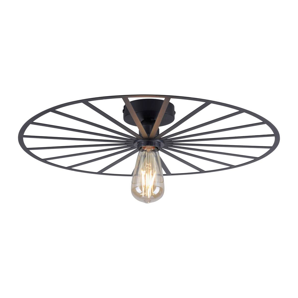 Just Light Wand-/Deckenleuchte SPIKE 15636-18 schwarz Metall H/D: ca. 9x50 cm E27 1 Brennstellen
