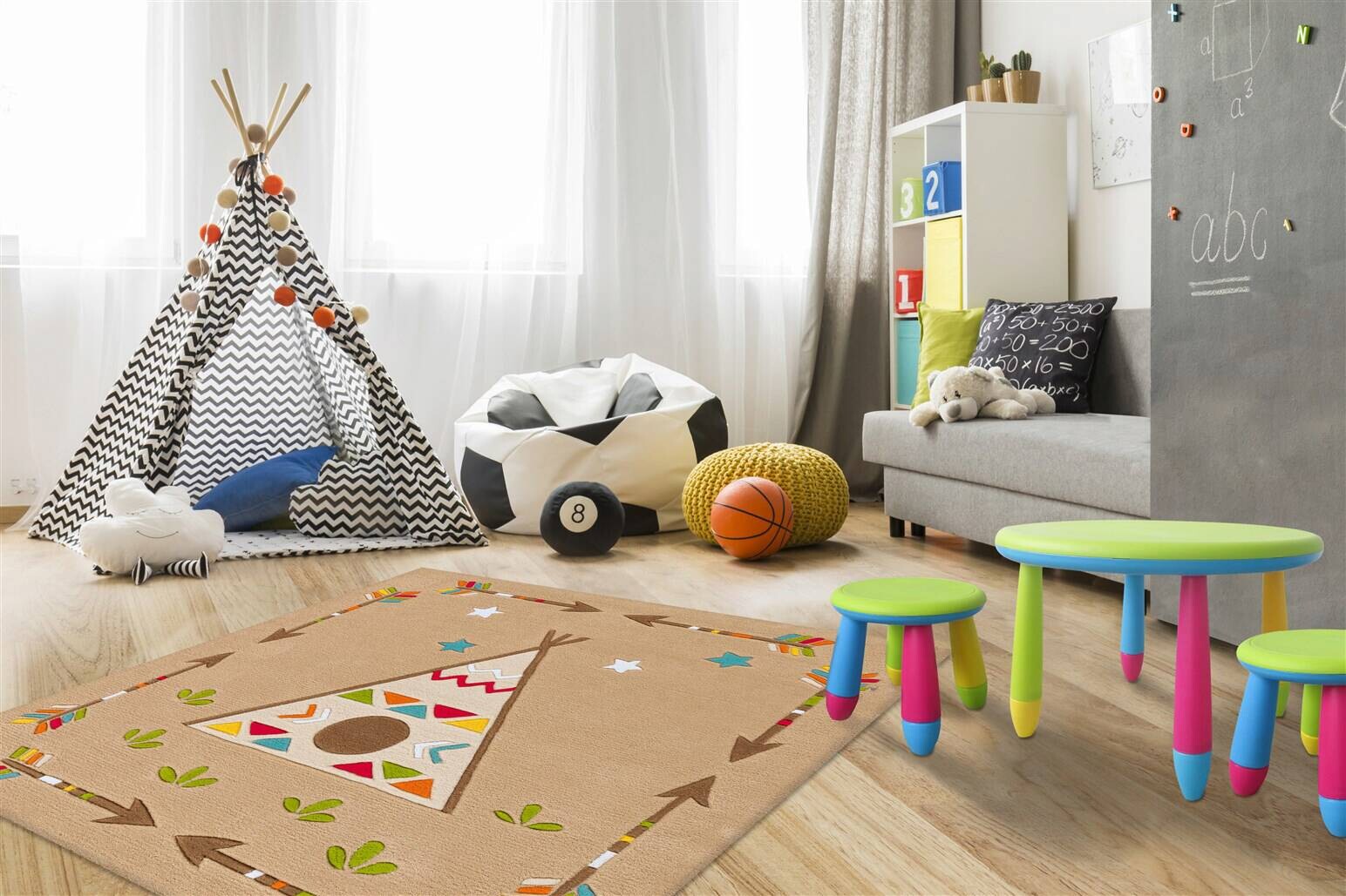 Arte Espina Kurzflorteppich Spirit Glowy 3142 mehrfarbig B/L: ca. 130x130 cm