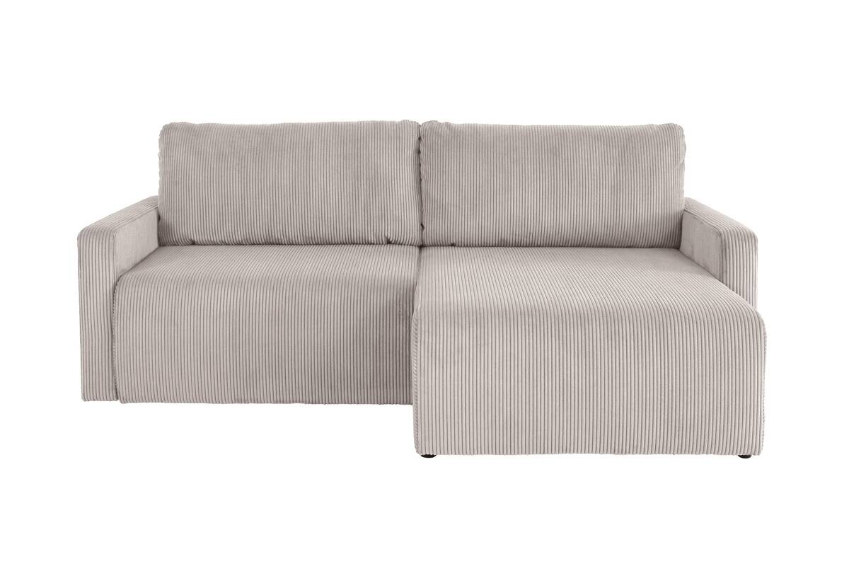 Ecksofa mit Bettfunktion und Bettkasten hellgrau Microfaser B/H/T: ca. 227x92x146 cm
