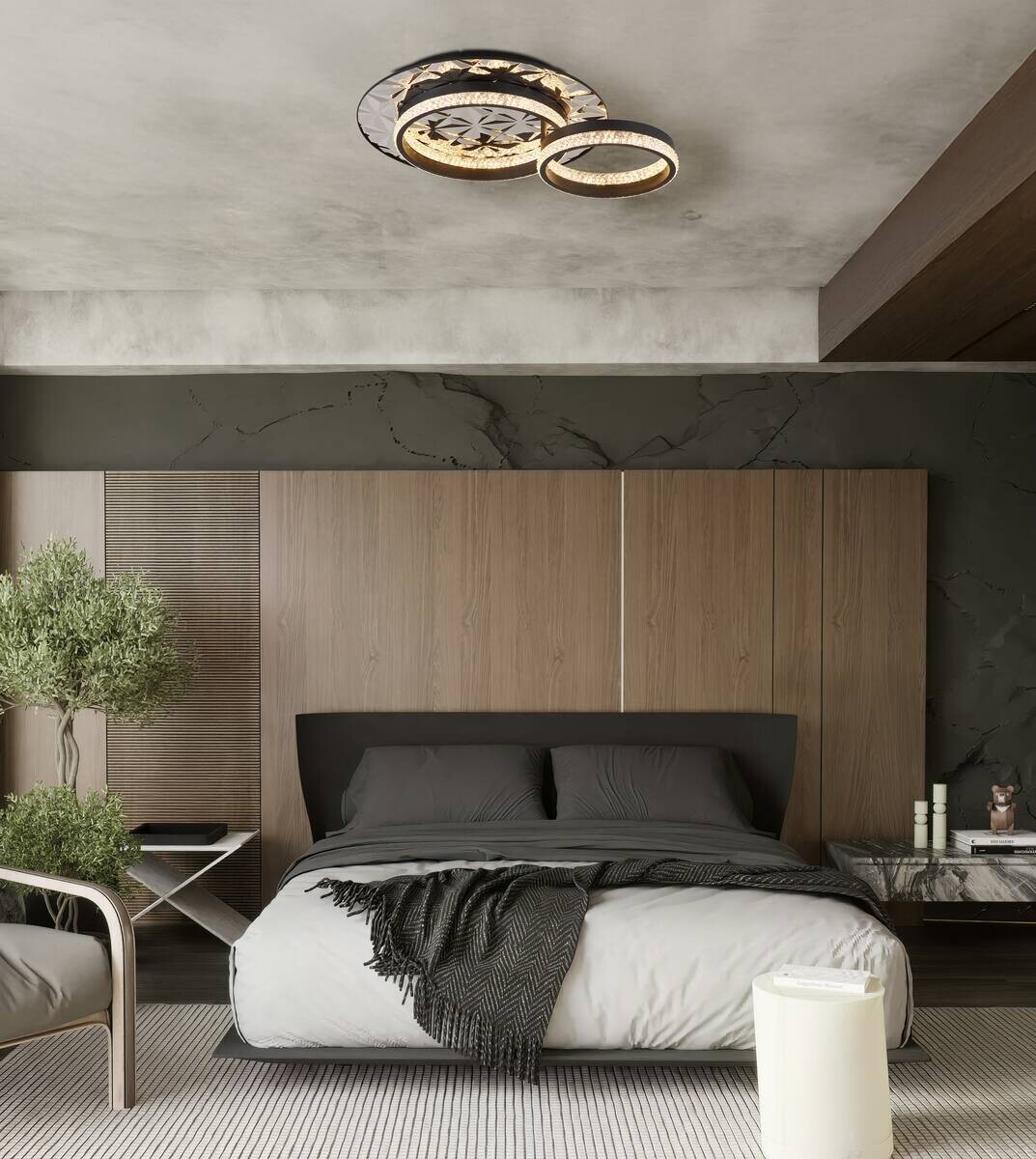 GLOBO LED-Deckenleuchte schwarz Chrom Metall Edelstahl Aluminium B/H/L: ca. 40x14x50,5 cm 1 Brennstellen