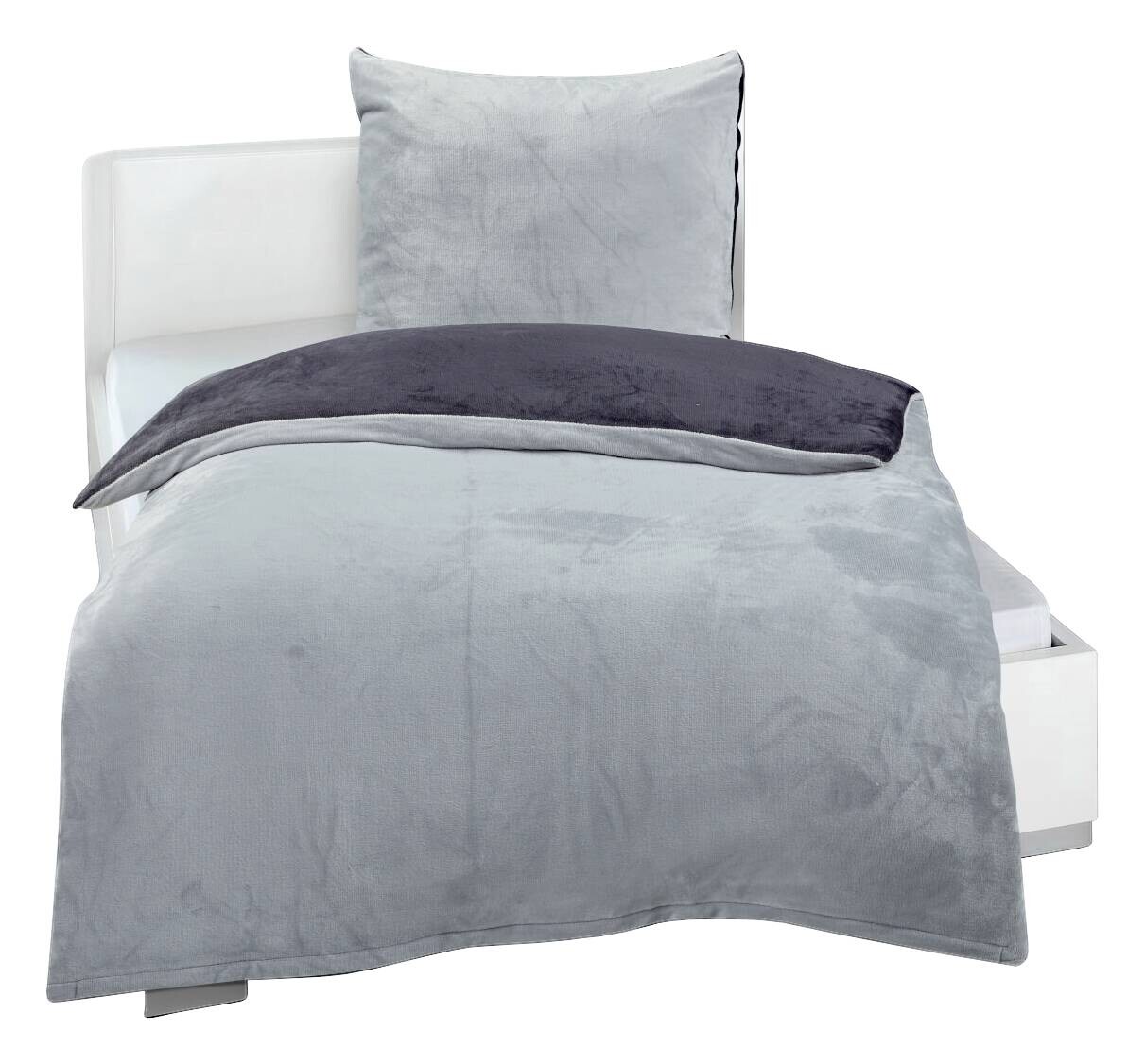 Microfaser Bettwäsche Cashmere touch silber Polyester B/L: ca. 135x200 cm
