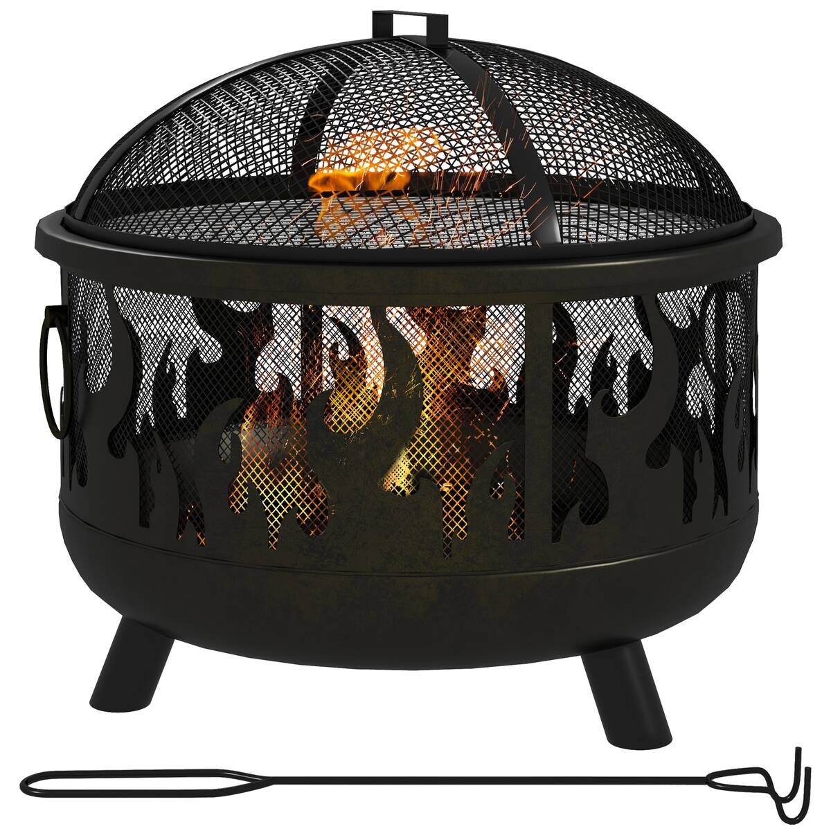 Outsunny Feuerschale schwarz Metall B/H/L: ca. 61x55x61 cm