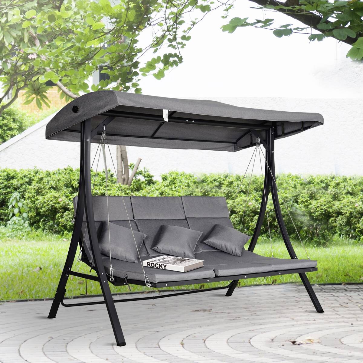 Outsunny Hollywoodschaukel grau Metall B/H/T: ca. 200x168x115 cm