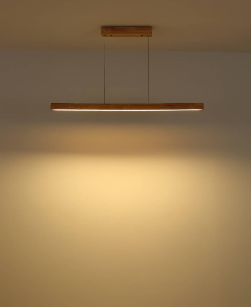 GLOBO LED-Pendelleuchte TERAO natur Holz B/H/T: ca. 6,6x140x12 cm 1 Brennstellen