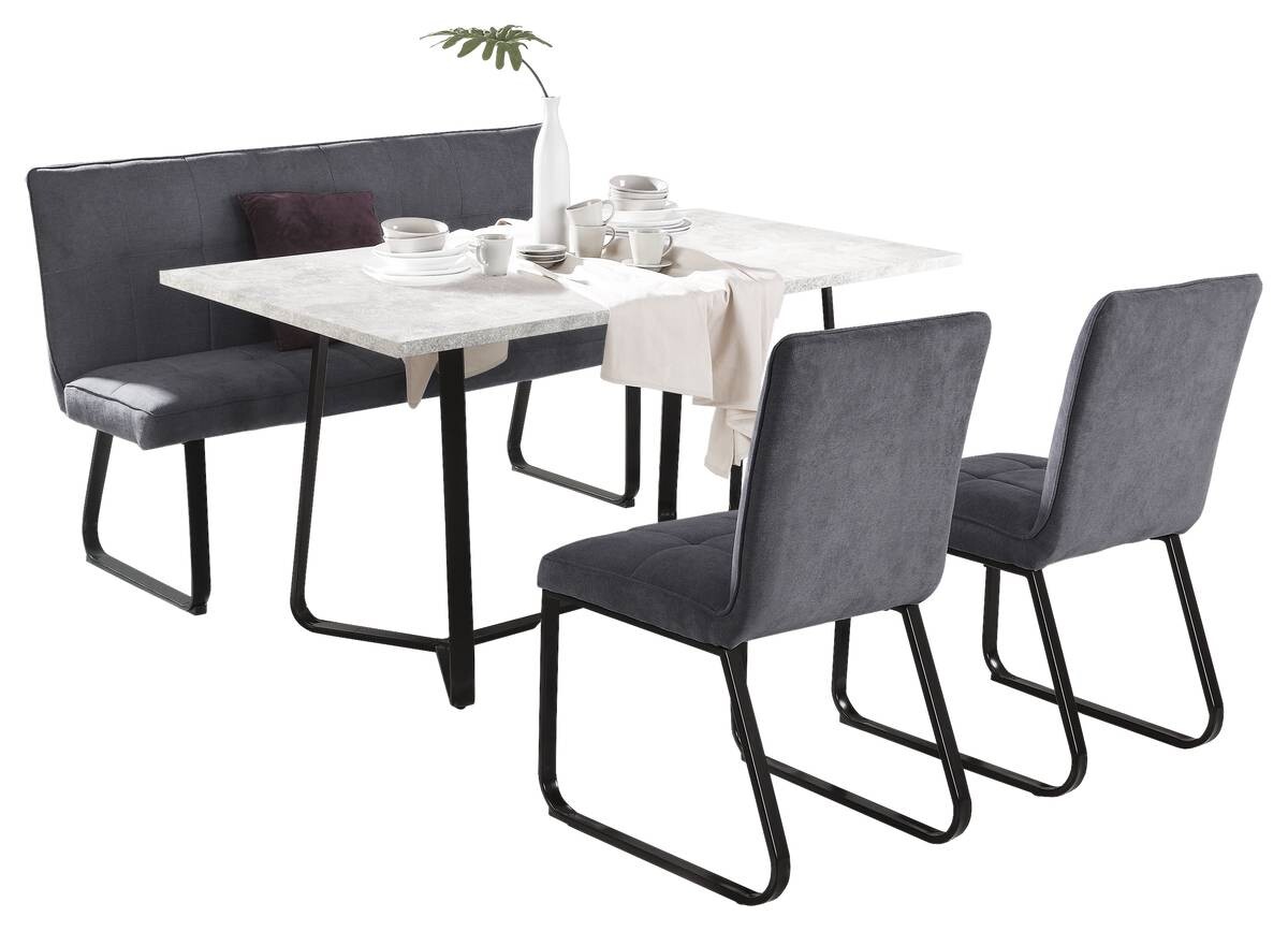 Stuhl TALEA 2er-Set dunkelgrau schwarz Webstoff Metall B/H/T: ca. 46x86x55 cm