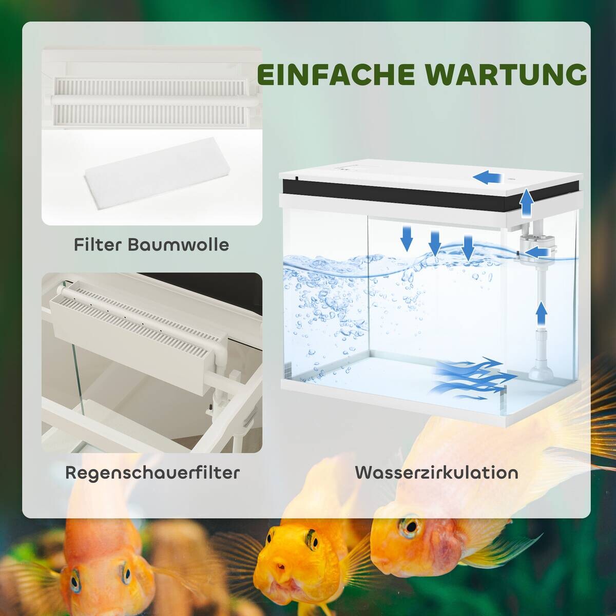 PawHut Aquarium weiß Glas B/H/L: ca. 30x41x48 cm