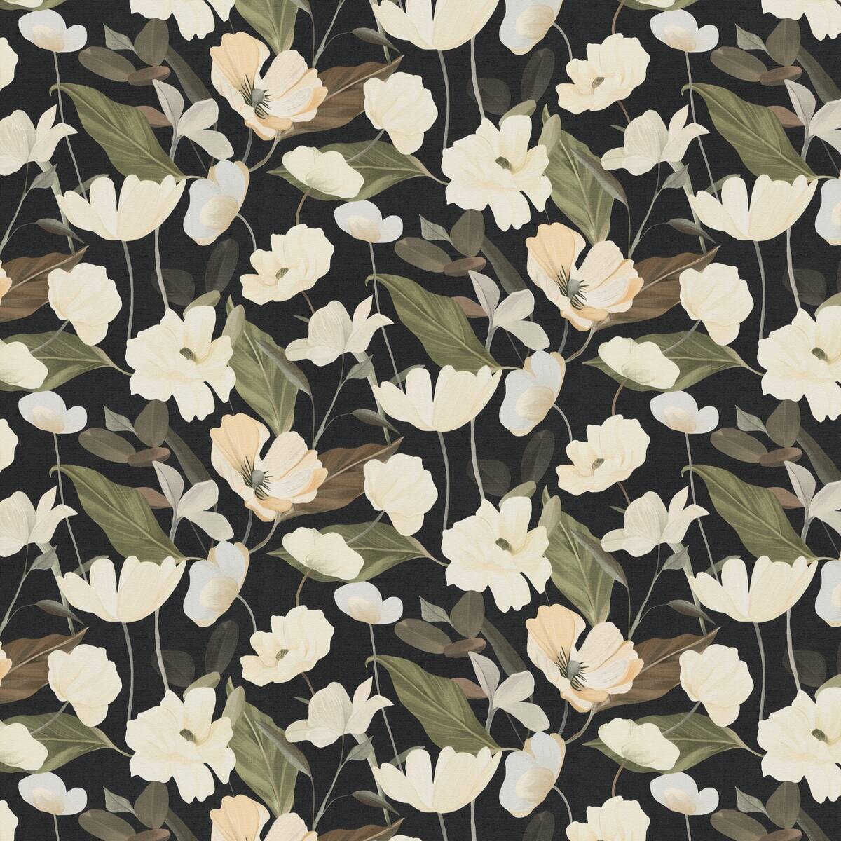 Vliestapete Blumen beige schwarz B/L: ca. 53x1005 cm