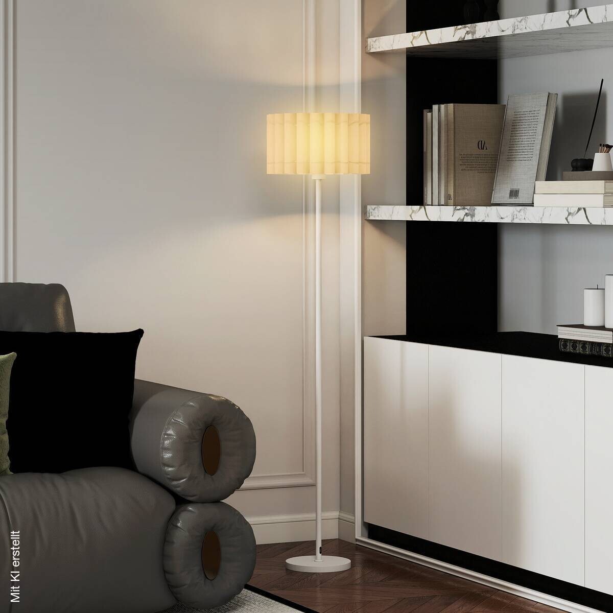 HOMCOM Stehleuchte weiß Metall Kunststoff B/H/L: ca. 35x153x35 cm E27 1 Brennstellen