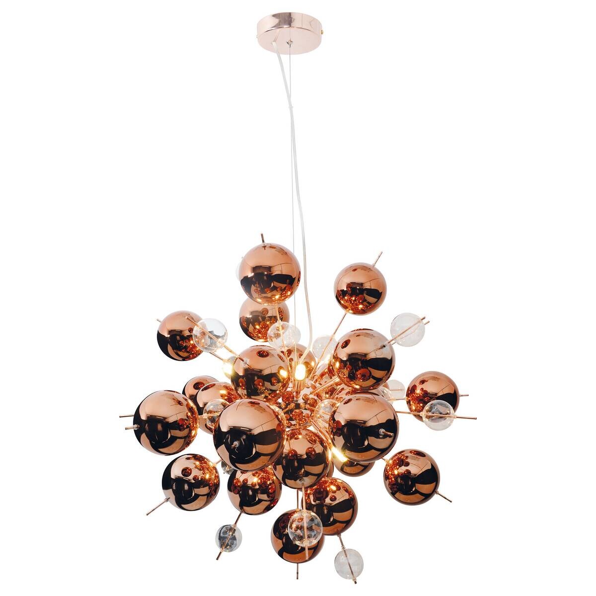 Näve Leuchten Pendelleuchte 7026447 Kupfer Glas Metall B/H/T: ca. 65x150x65 cm G9 10 Brennstellen