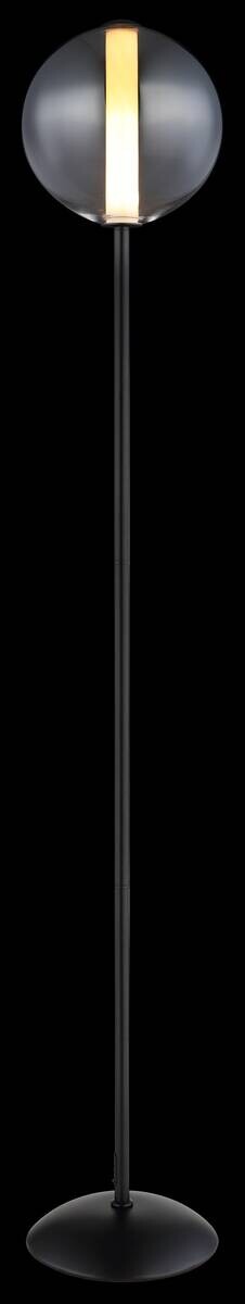 GLOBO Stehlampe mattschwarz Opal Rauch Glas Metall H/D: ca. 152x25 cm 1 Brennstellen