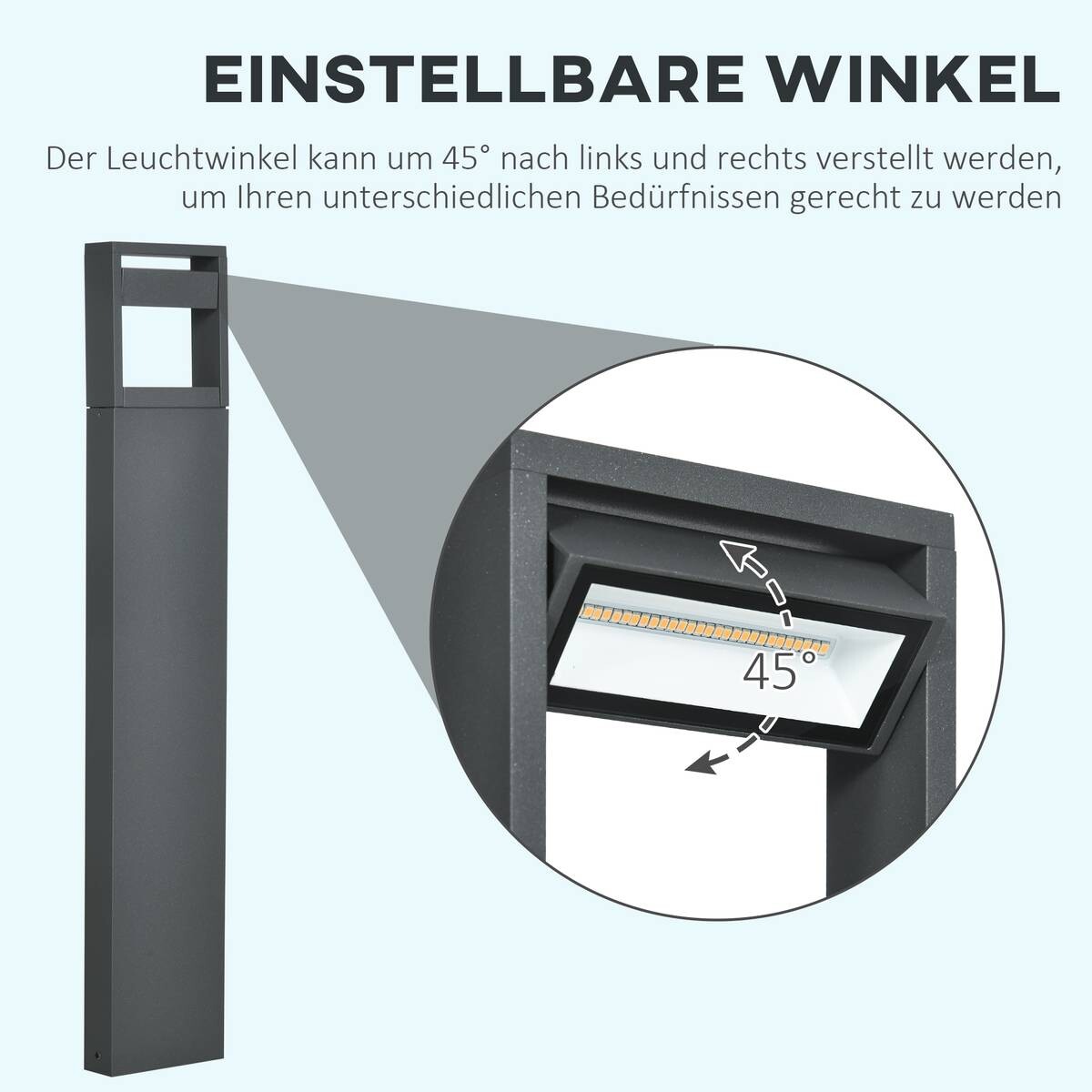 Gartenlampe mit LED dunkelgrau Aluminium Glas Gummi B/H/L: ca. 5x90x16 cm