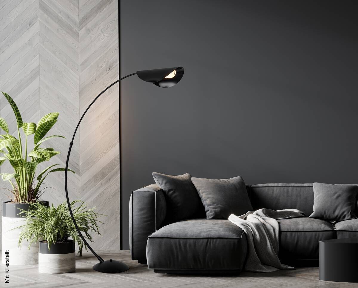 GLOBO Stehlampe mattschwarz grau Acryl Metall B/H/T/L: ca. 35x182x124x124 cm 1 Brennstellen