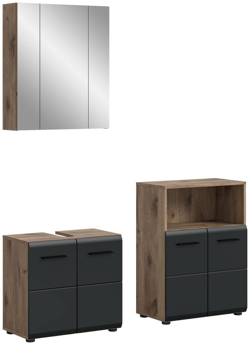 Badezimmer-Set Ice Nox Oak Nachbildung schwarz matt B/H/T: ca. 135x185x30 cm