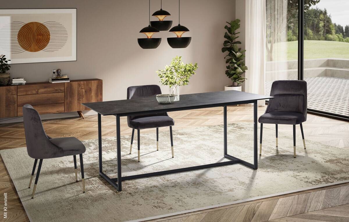 Esstisch schwarz Marmor Optik B/H/T: ca. 180x76x90 cm