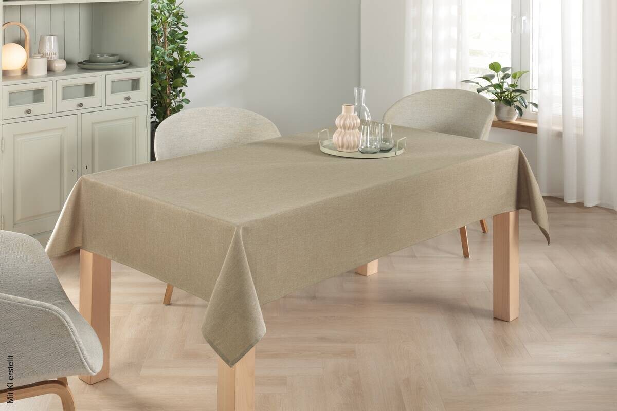 Abwaschbarer Tischbelag Monza beige B: ca. 140 cm