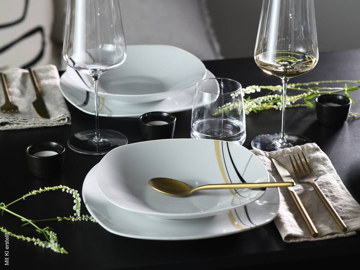 CreaTable Kombiservice Square City Line weiß Porzellan 30 tlg.