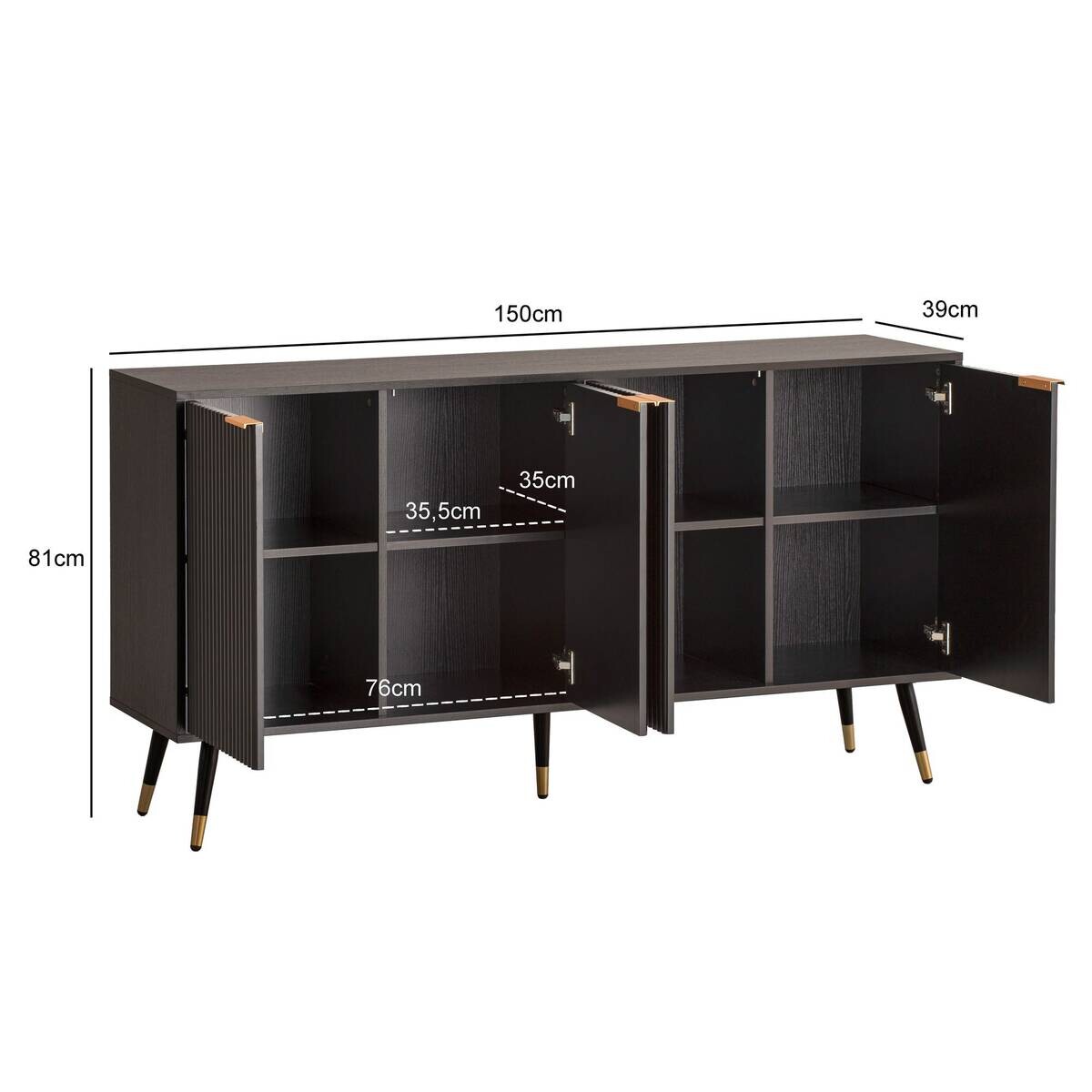 Sideboard schwarz B/H/T: ca. 150x81x39 cm