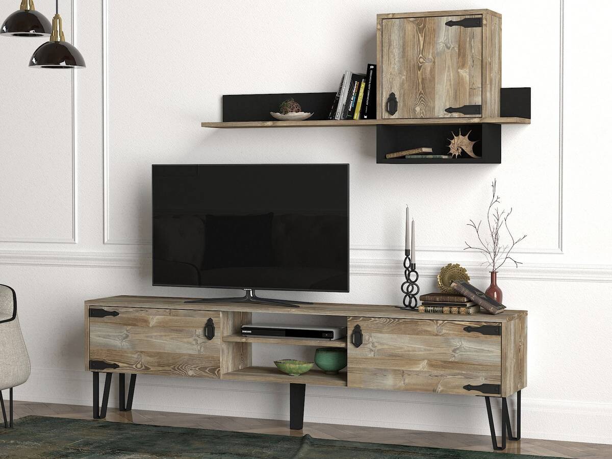 Wohnwand Costa Eiche Nachbildung B/H/T: ca. 180x49x29,5 cm