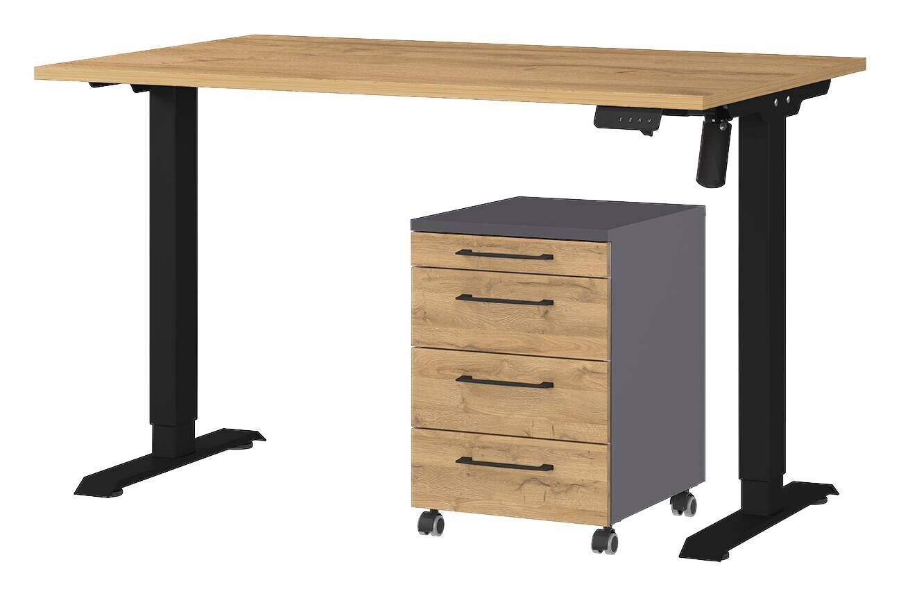 Büro-Sets 9748-582 Eiche Grand-Son Nachbildung schwarz Graphit B/H/T: ca. 177x119x80 cm