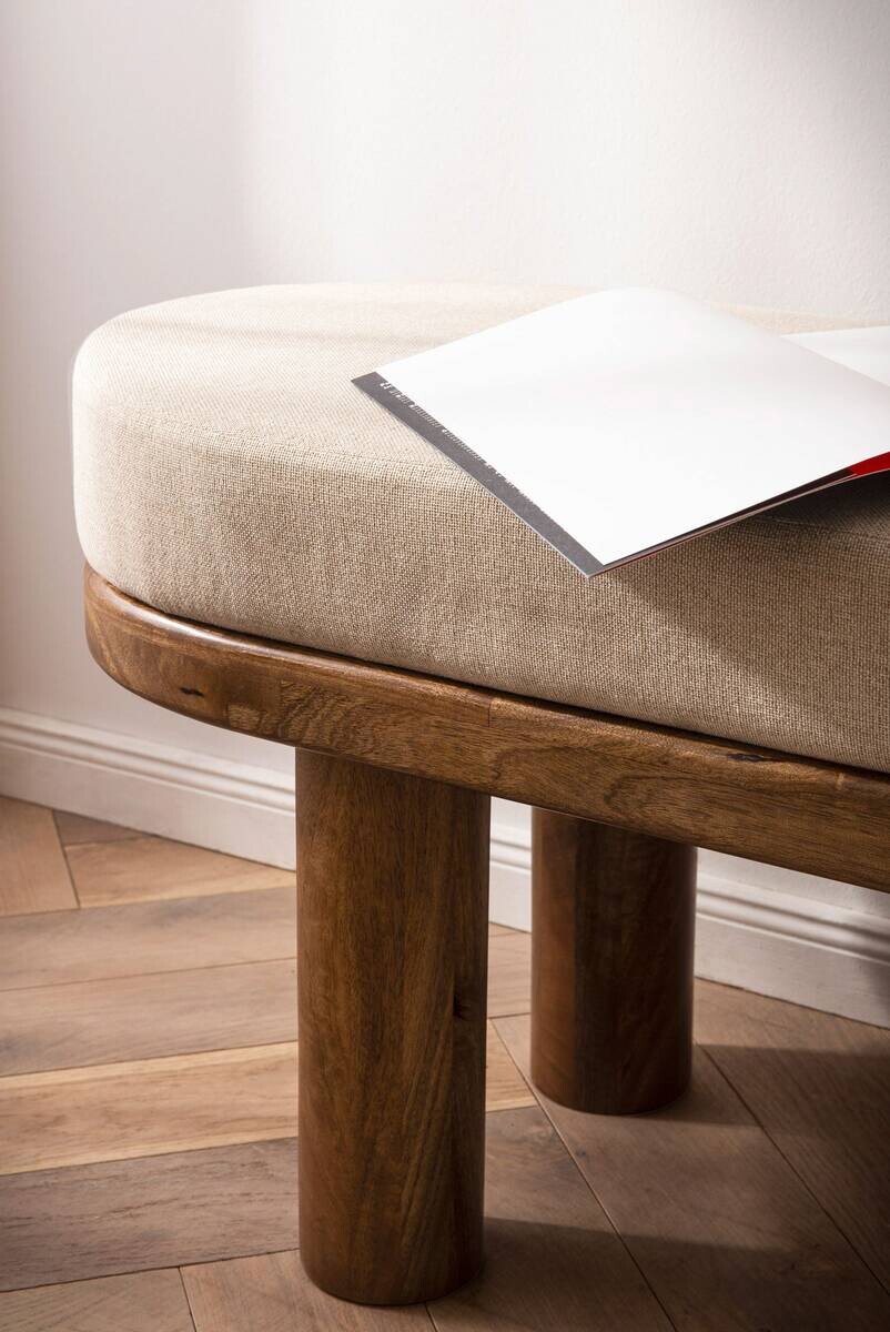 Sitzbank braun beige Mango Leder B/H/T: ca. 140x47,5x41,5 cm