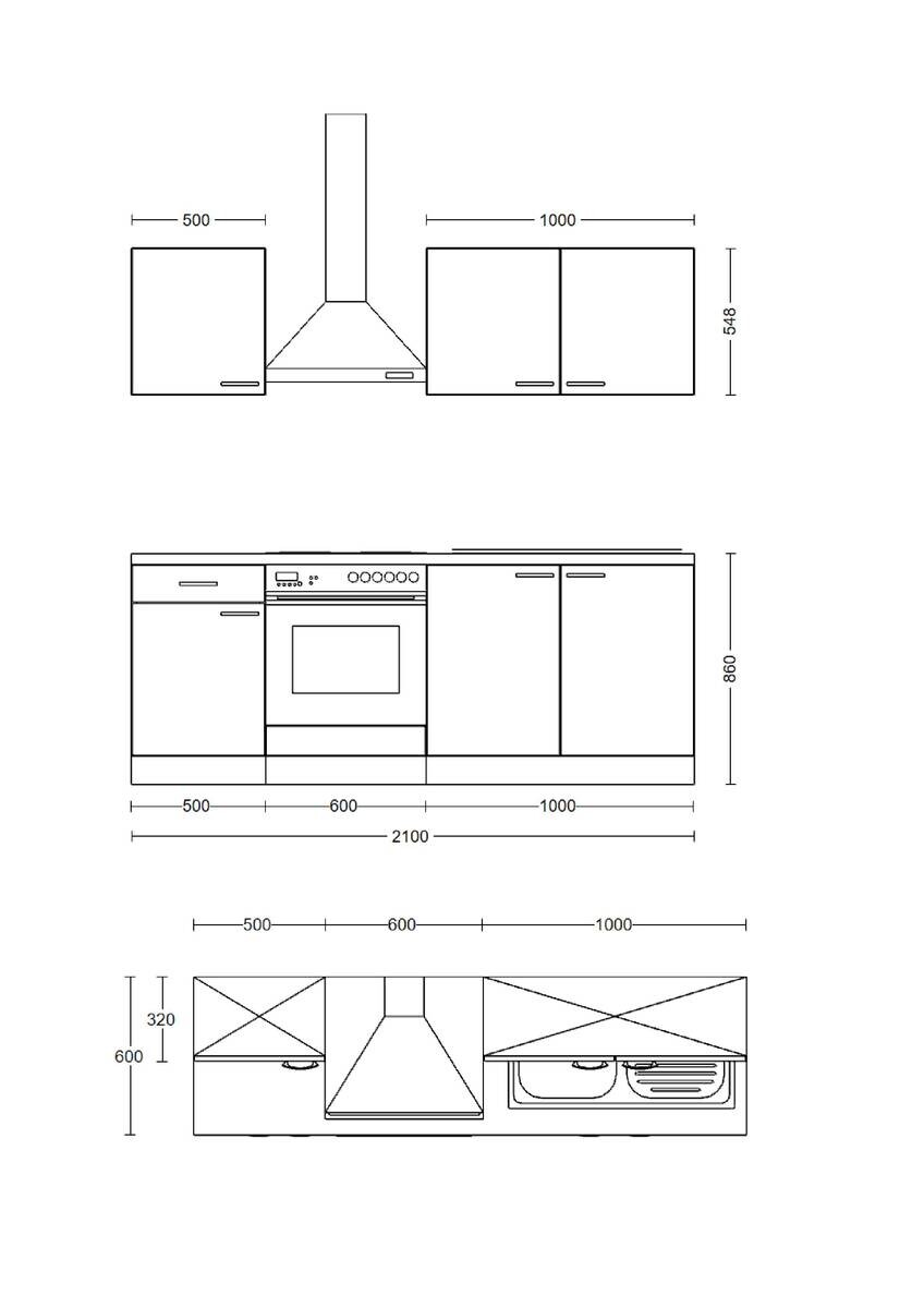 Küchenblock Elva anthrazit B/H/T: ca. 210x200x60 cm