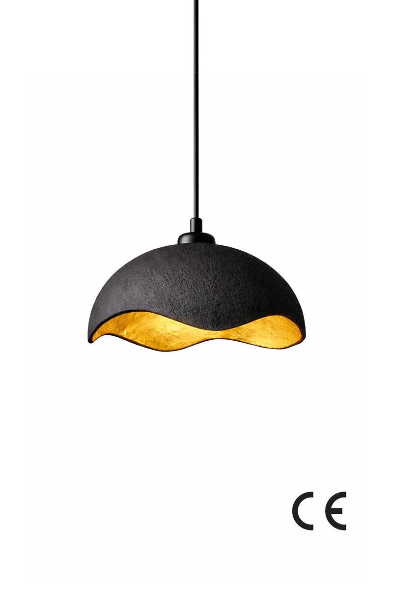 Pendelleuchte schwarz gold Beton B/H/L/D: ca. 30x58x30x30 cm E27 1 Brennstellen