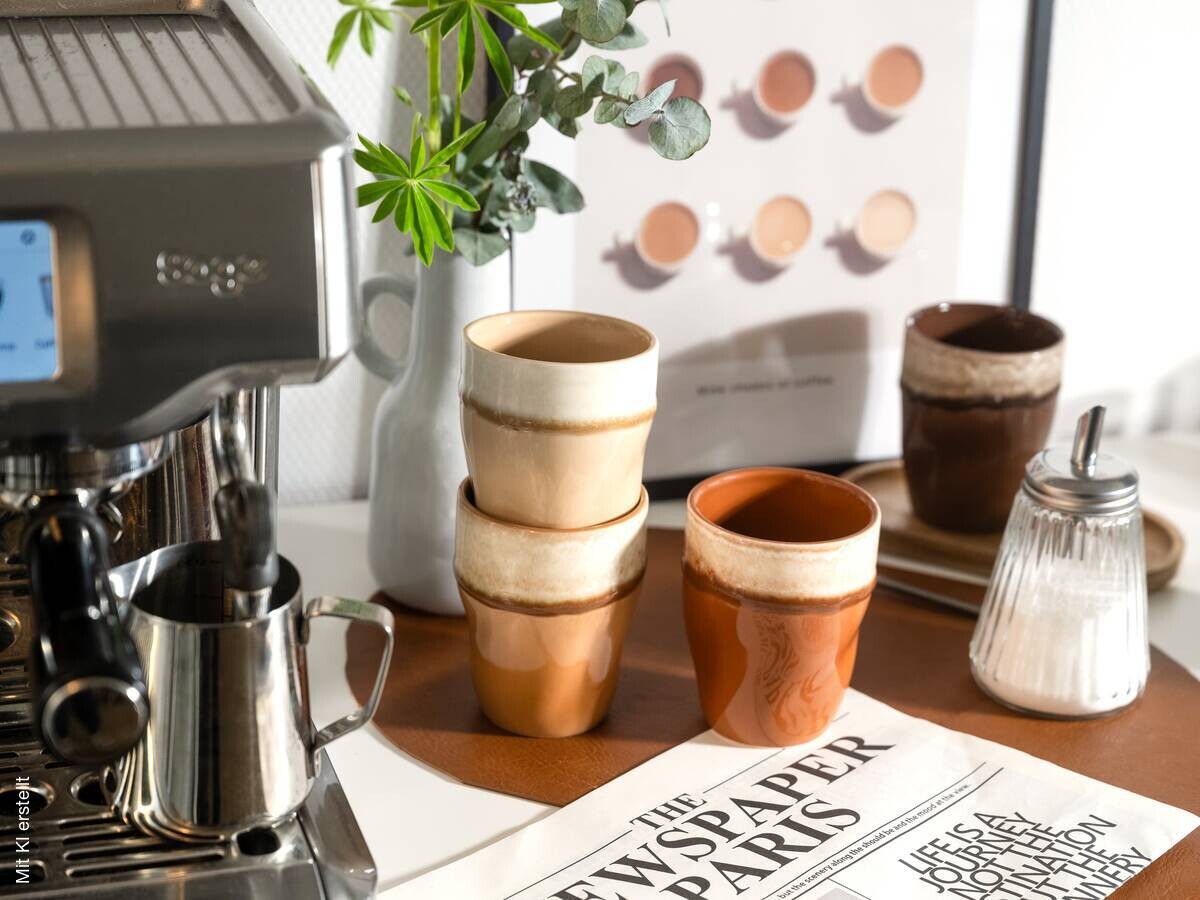 CreaTable Kaffeetassenset Squeezy Mocha braun Steinzeug 4 tlg.
