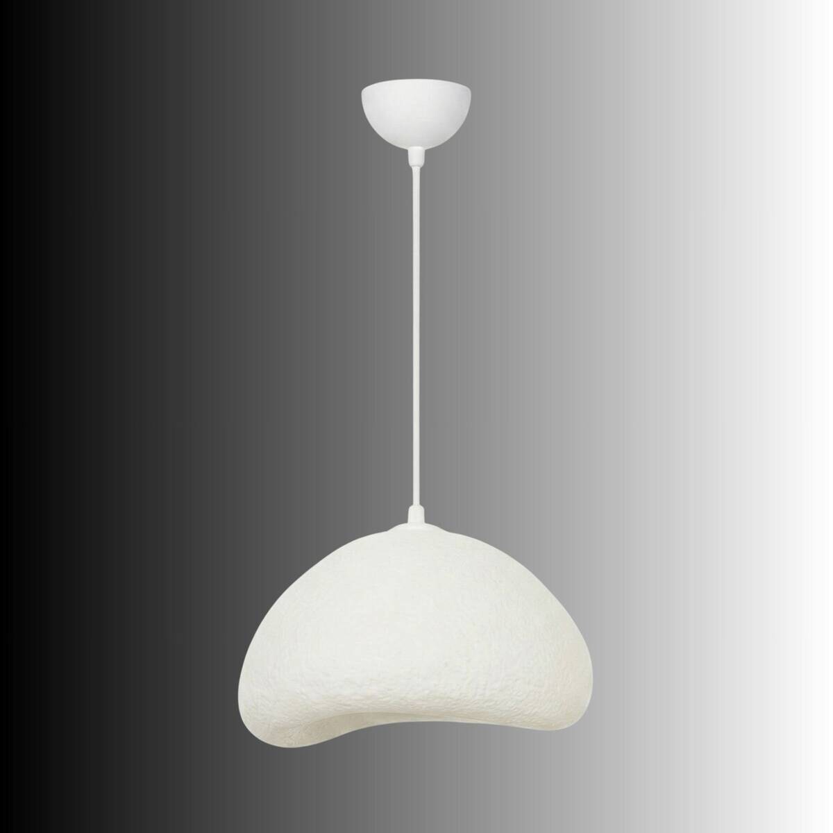 Pendelleuchte weiß Metall Fiberglas B/H/T/L: ca. 21x120x21x30 cm E27 1 Brennstellen