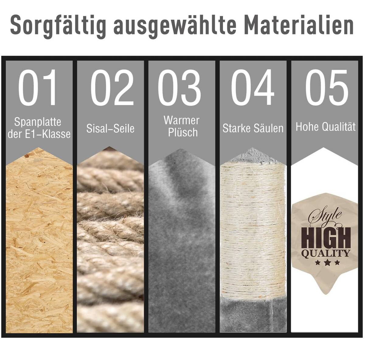 PawHut Katzenbaum grau Polyester B/H/L: ca. 50x170x50 cm